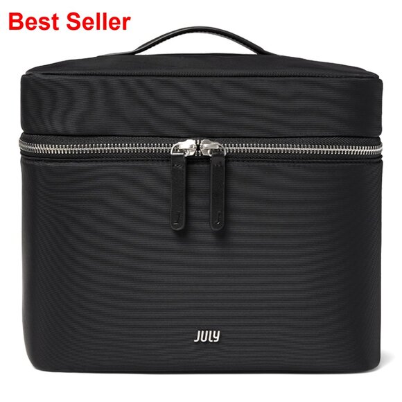 Travel Makeup Bag with Removable Wet Pouch Upright Bottle Design Clear Top